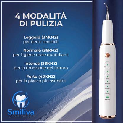 Addio al tartaro, benvenuto sorriso smagliante: scopri l'ablatore a ultrasuoni Smiliva!